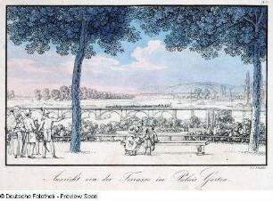 Blick elbabwärts mit Marienbrücke