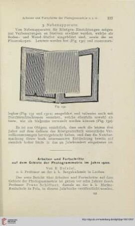 15: Arbeiten und Fortschritte auf dem Gebiete der Photogrammetrie im Jahre 1900
