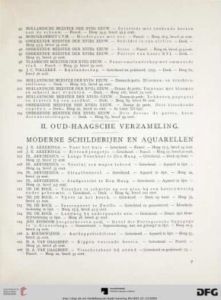 II. Oud-Haagsche verzamelingen. Moderne schilderijen en aquarellen (Nr. 105-152)