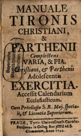 Manuale Tironis christiani et Parthenii