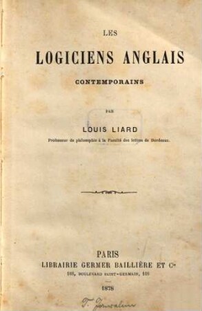 Les logiciens anglais contemporains