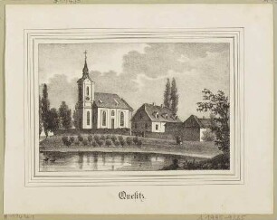 Die Kirche in Quesitz südwestlich von Leipzig (Markranstädt-Quesitz), aus Sachsens Kirchen-Galerie von Hermann Schmidt, Bd. 6, 1841