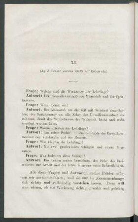 23. Die Werkzeuge. - Der rohe Stein. - Der Lehrlingschlag.