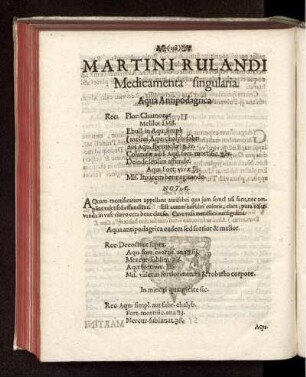 Martini Rulandi Medicamenta singularia A - V
