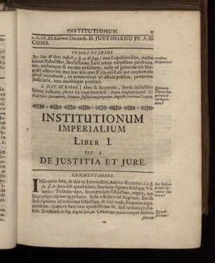 Institutionum Imperialium Liber I.