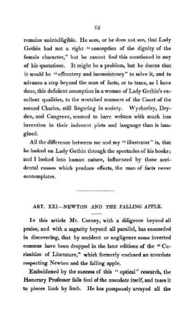 Art. XXI. - Newton And The Falling Apple.