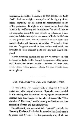 Art. XXI. - Newton And The Falling Apple.