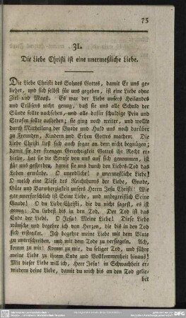 31. Die Liebe Christi ist eine unermeßliche Liebe