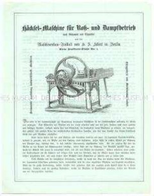 Häcksel-Maschine für Roß- und Dampfbetrieb