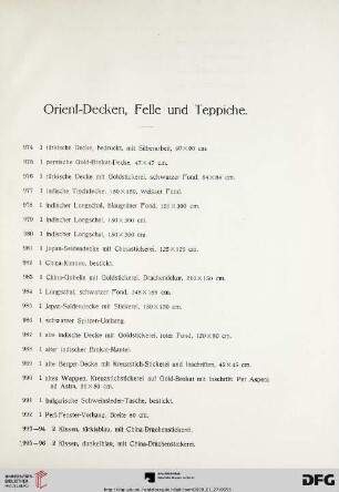 Orient-Decken, Felle und Teppiche (Nr. 974-1030)