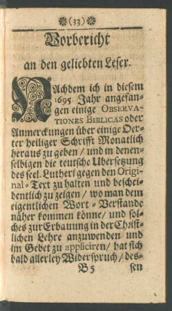 Vorbericht an den geliebten Leser