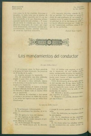 Los mandamientos del conductor : Lo que debes hacer [y] Lo que no debes hacer