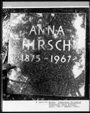 Grabstein von Anna Hirsch (gestorben 1967)