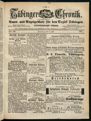 601-620, 22. Juli (Nro. 140) - 28. Juli (Nro. 144)