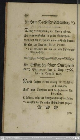 An Herrn Professor Lichtenberg