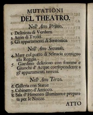 Mutationi Del Theatro. / Veränderungen des Theatri.