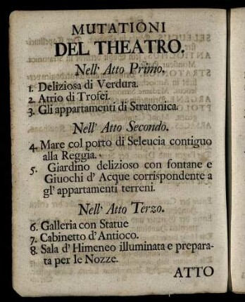 Mutationi Del Theatro. / Veränderungen des Theatri.