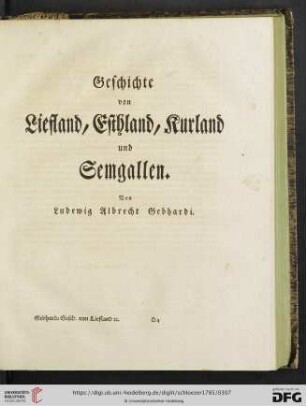 Geschichte von Liefland, Estland, Kurland und Semgallen