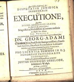 Disputatio Juridica Inauguralis De Executione