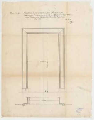 Thiersch, Friedrich von; München; Justizpalast - Türrahmung im Bibliothekssaal (Ansicht, Schnitt)