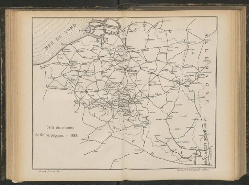 Carte des chemins de fer de Belgique.-1885.