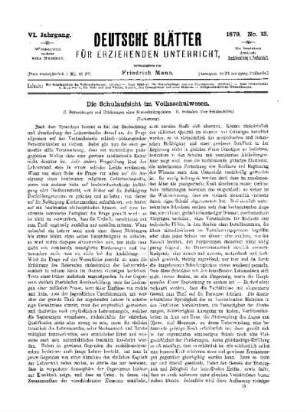 Die Schulaufsicht im Volksschulwesen : (Fortsetzung)