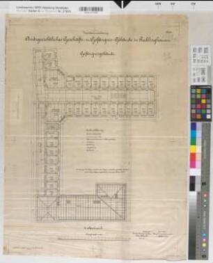 Recklinghausen (Recklinghausen) Gefängnis 2. Obergeschoß 1907 1 : 100 69 x 50 Zeichnung Erberich Staatshochbauamt Münster