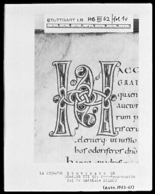 Quadripartitus (Sammlung von Patresexerpten und Kanones in vier Büchern) — Initiale H (aec), Folio 1verso