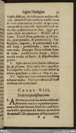 Caput VIII. De decreto praedestinatione