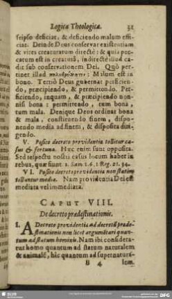 Caput VIII. De decreto praedestinatione