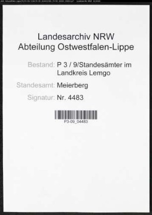 Sterberegister Standesamt Meierberg