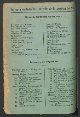 Obras de Eduardo Gutierrez - Colección de payadores