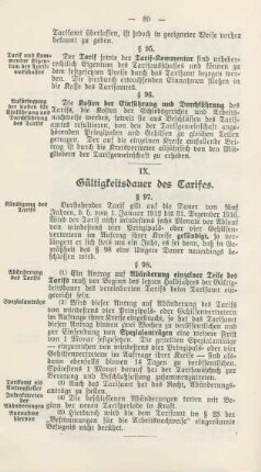 IX. Gültigkeitsdauer des Tarifes.