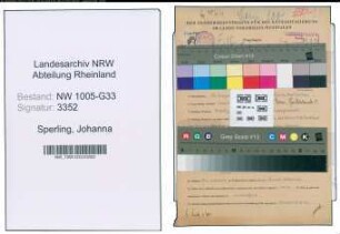 Entnazifizierung Johanna Sperling , geb. 12.08.1908 (Lehrerin)