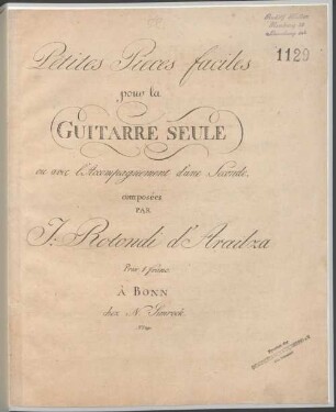 Petites pièces faciles pour la guitarre seule : ou avec l'accompagnement d'une seconde