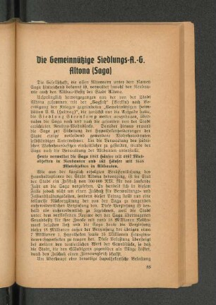 Die Gemeinnützige Siedlungs-A. - G. Altona (Saga)
