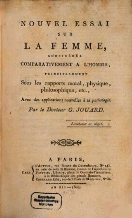 Nouvel Essai sur la femme