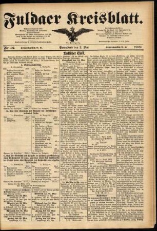 Zweite Ausgabe vom Samstag, den 03. Mai 1902.