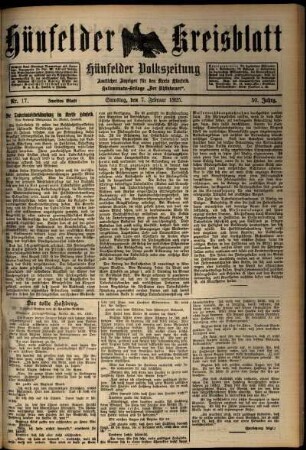 Zweite Ausgabe vom Samstag, den 07. Februar 1925.