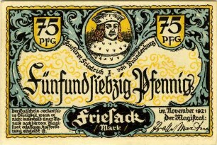 Friesack, Stadt: 75 Pfennig 1921