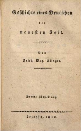 Geschichte eines Teutschen der neusten Zeit, 2
