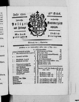 36tes Stück, Ausgabe vom 3. September 1800