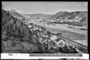 Blick auf Krippen an der Elbe mit Bad Schandau und Lilienstein