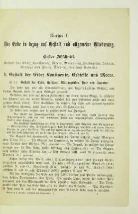 Erster Abschnitt. Gestalt der Erde; Kontinente, Meere, Meerbusen, Halbinseln, Inseln, Gebirge und Flüsse; Übersicht der fünf Erdteile