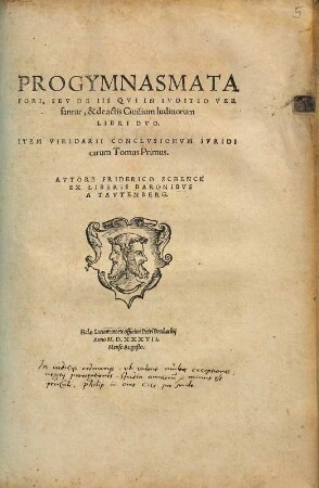 Progymnasmata Fori, Sev De Iis Qvi In Ivditio Versantur, & de actis Ciuilium Iuditiorum : Libri Dvo