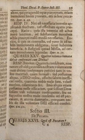 Sectio III. De Peccatis.