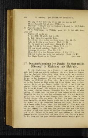 37. Hauptversammlung des Vereins für Herbartische Pädagogik in Rheinland und Westfalen