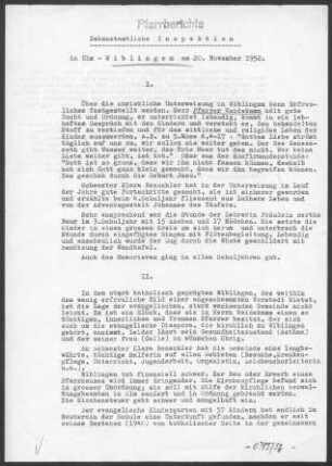 Wiblingen mit Oberkirchberg, Unterkirchberg, Unterweiler und Gögglingen: Inspektionsbericht 1952