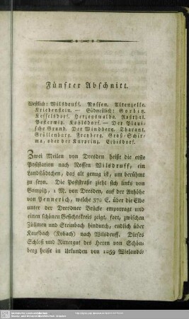 Fünfter Abschnitt. Westlich ... Südwestlich: