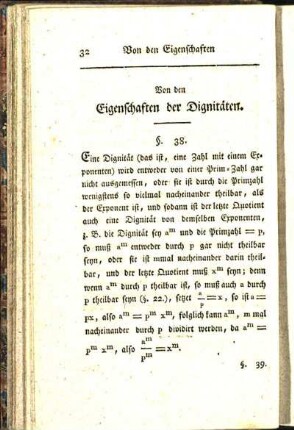 Von den Eigenschaften der Dignitäten